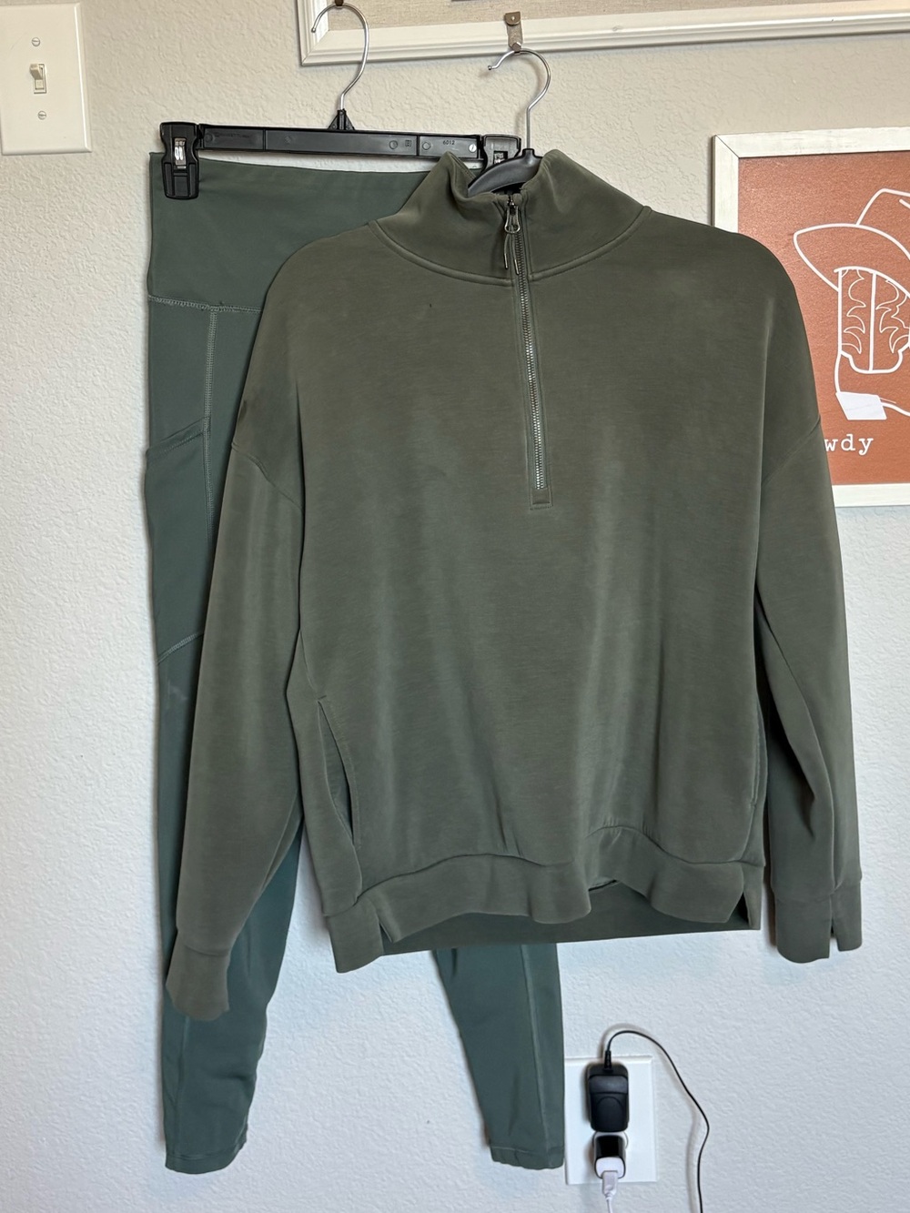 Olive Green Quarter-Zip & Leggings